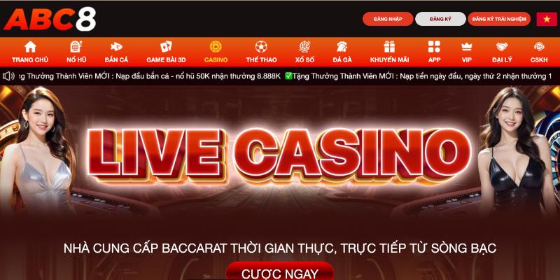 Sảnh casino của ABC8 mang đến các tựa game lôi cuốn